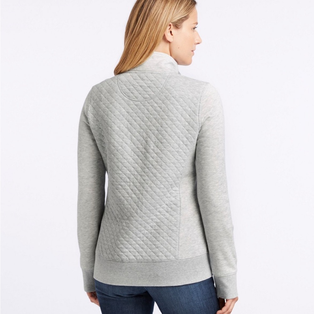 L.L. Bean Women's Quilted Quarter-Zip Pullover_Size M_light heather gray - Picture 3 of 10